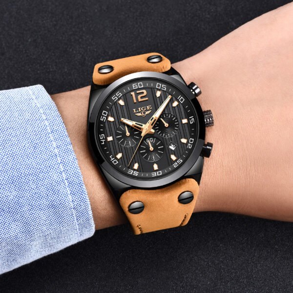 Lige Quartz Watch with Leather Band