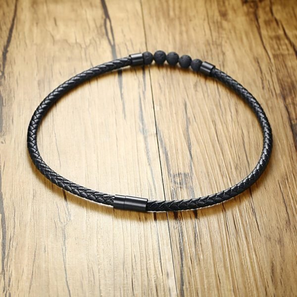 Men’s Woven Leather Collar Necklace