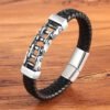 Men’s Leather Bike Chain Bracelet