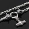 Viking Hammer and Wolf Head Chain