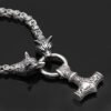 Viking Hammer and Wolf Head Chain