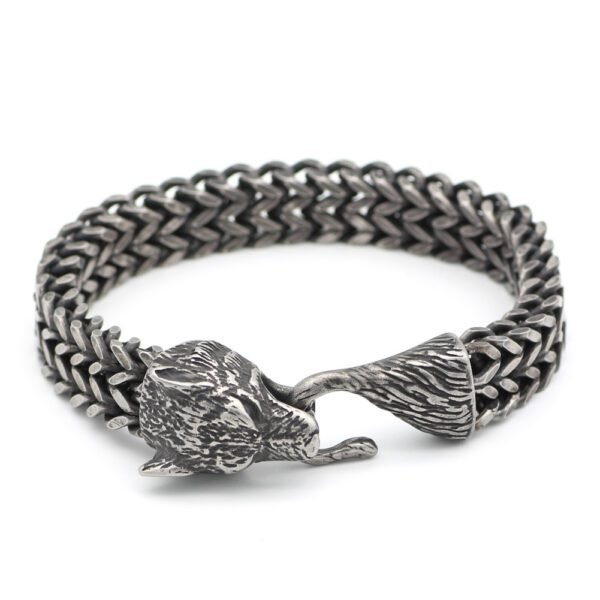 Stainless Steel Vintage Wolf Head Men’s Bracelet