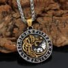 Men’s Viking Wolf Head Rune Necklace