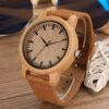 Wood Bobo Bird Bamboo and Leather Watch
