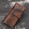 Rubbed Leather Long Wallet