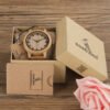 Wood Bobo Bird Bamboo and Leather Watch