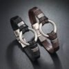 Men’s Casual Leather and Steel Bracelet