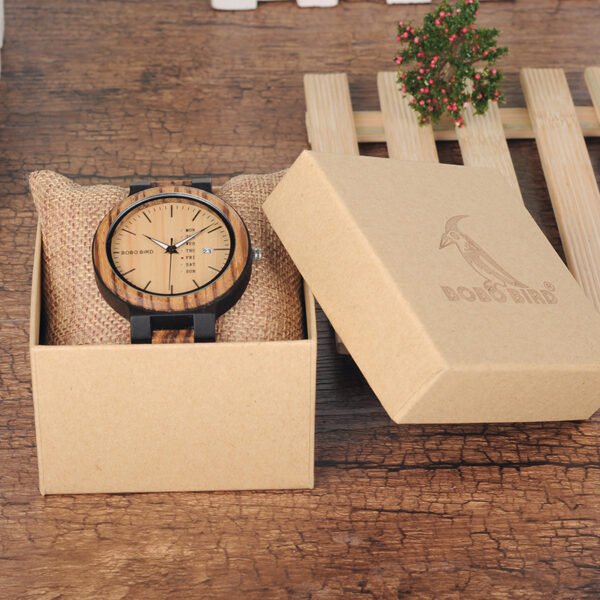 Wood Bobo Bird Watch with Day/Date