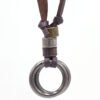 Vintage Leather Double Ring Necklace