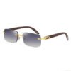 Wood and Metal Small Frame Sunglasses