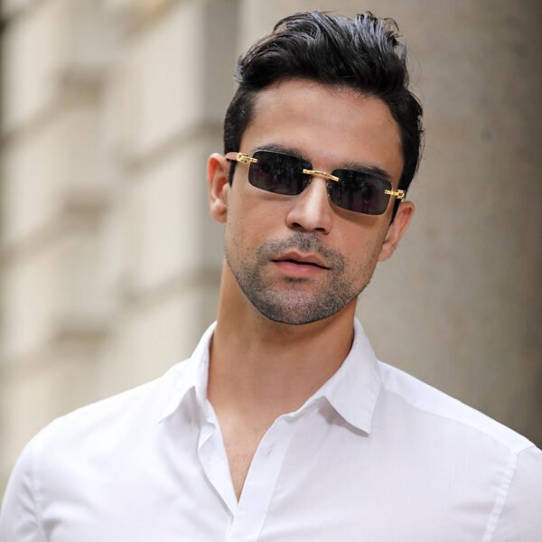 Wood and Metal Small Frame Sunglasses