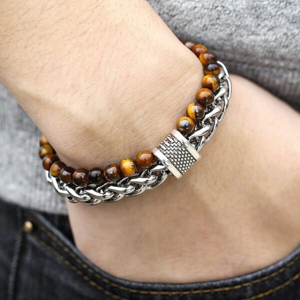 Semi-precious Stone and Steel Bracelet