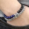 Semi-precious Stone and Steel Bracelet