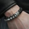 Semi-precious Stone and Steel Bracelet