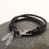 Leather Braided Rope and Feather Bracelet