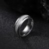 Men’s Silver titanium steel ring with a unique and eye-catching design