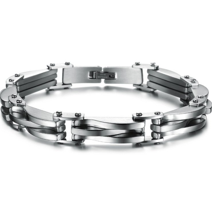 Men's titanium steel bracelet with a polished finish and a sturdy clasp