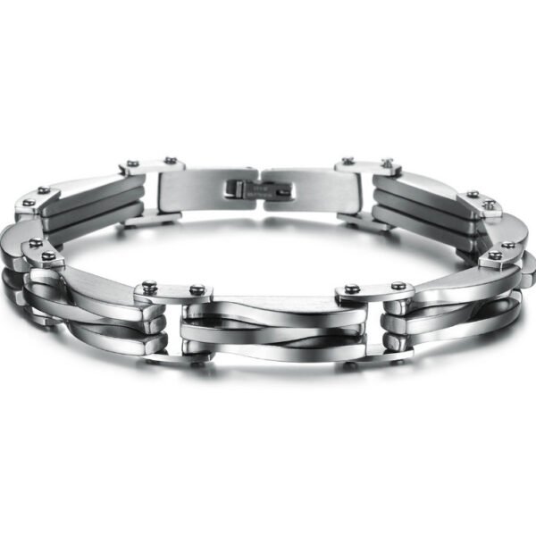 Men's titanium steel bracelet with a polished finish and a sturdy clasp