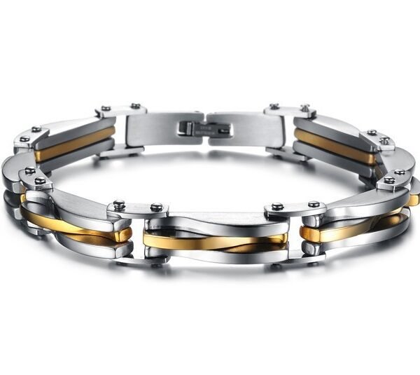Men's titanium steel bracelet with a polished finish and a sturdy clasp