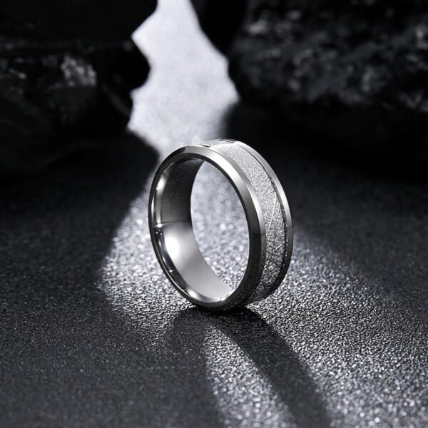 Men’s Silver titanium steel ring with a unique and eye-catching design
