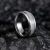 Men’s Silver titanium steel ring with a unique and eye-catching design