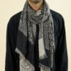 Men’s scarf with a fringed edge and a jacquard weave