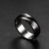 Obsidian Weave — Black Titanium Steel Twill Ring