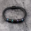 Ironstride — Leather & Titanium Steel Geometric Bracelet