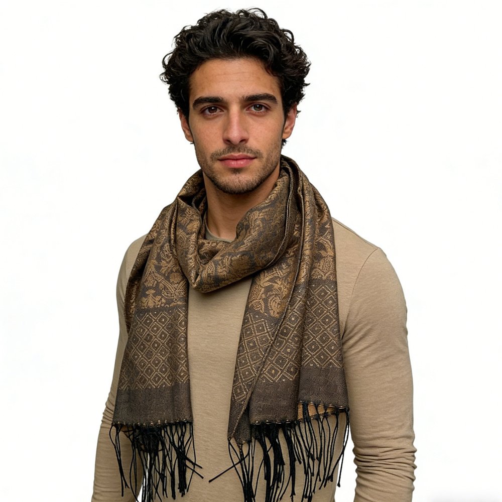 Ashford Scarf — Camel Tweed Texture
