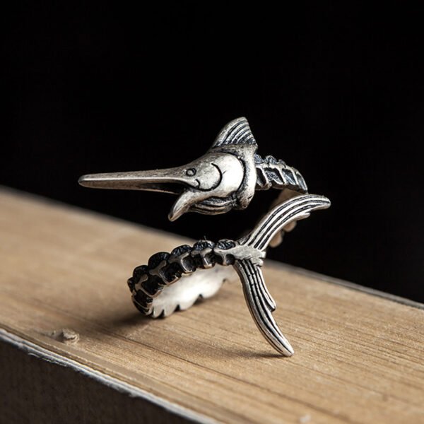 Mariner Crest — Sterling Silver Swordfish & Adjustable Signet